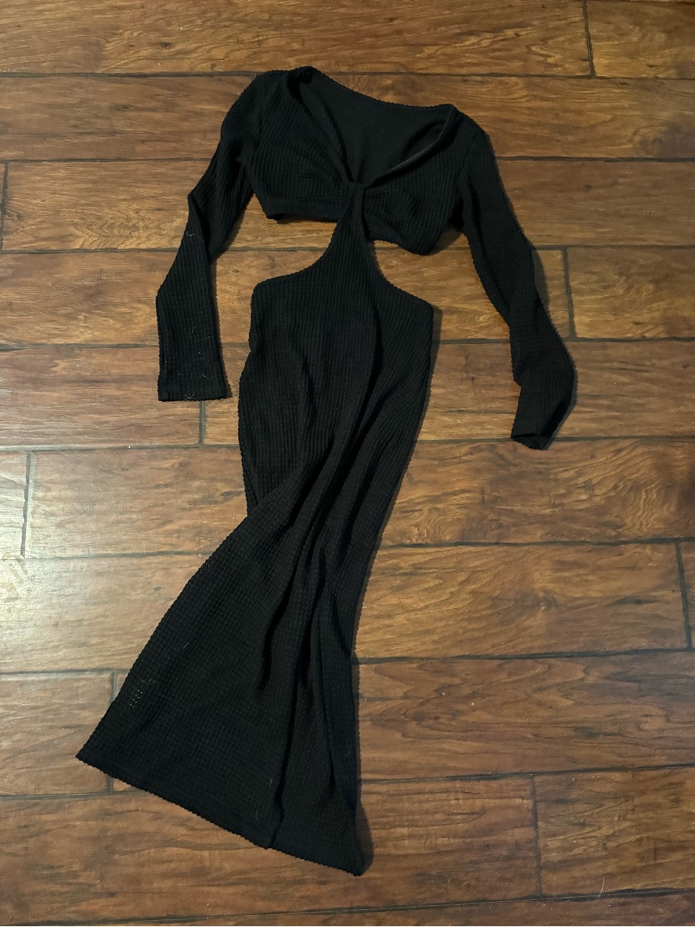 SHEIN Black Long Sleeve Cutout Maxi Dress
